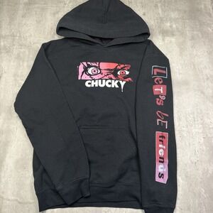 Chucky Hoodie Lets Be Friends Adult S Black Halloween Horror Double Sided